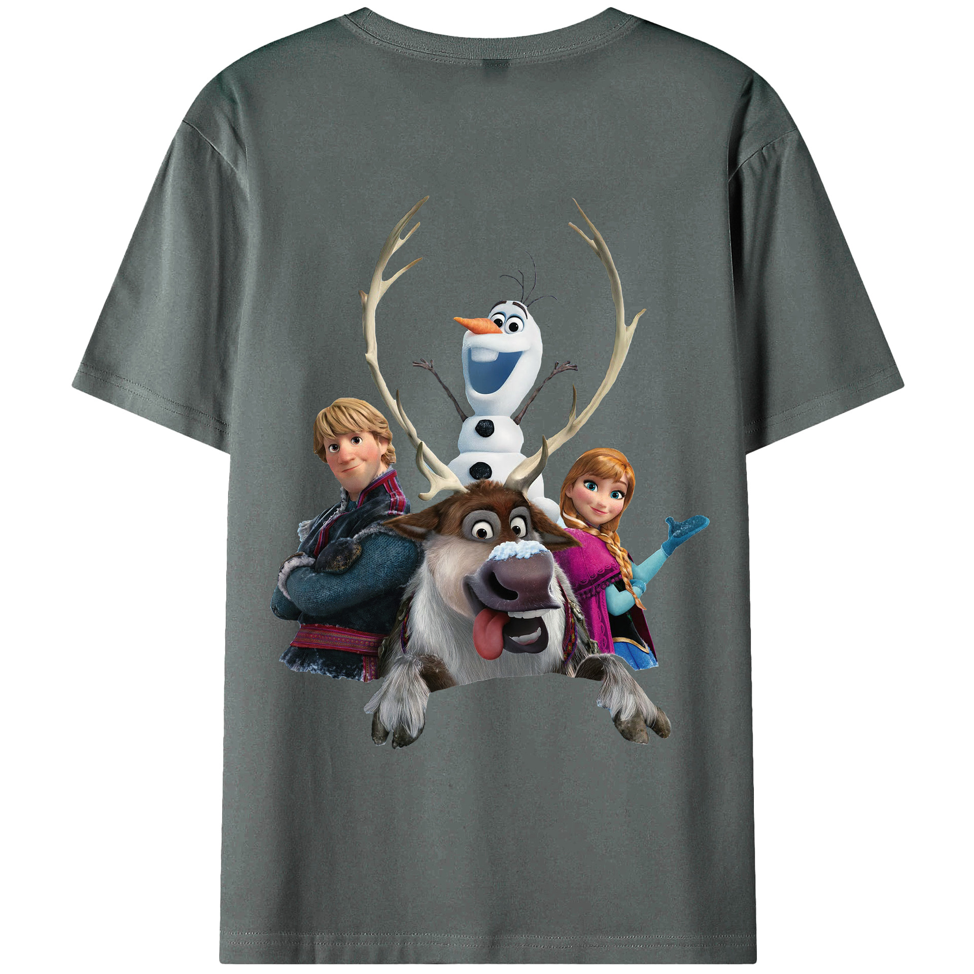 （画像用） アナと雪の女王 アンナ エルサ Frozen Anna Elsa 綿100％ メンズ半袖Tシャツ（バックプリント） 通気性